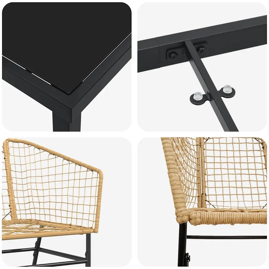Ensemble de salle à manger pour jardin 7 pcs Marron polyrotin - 9