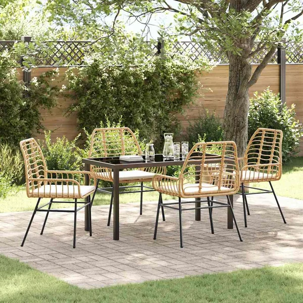 Ensemble de salle à manger pour jardin 5 pcs Marron polyrotin