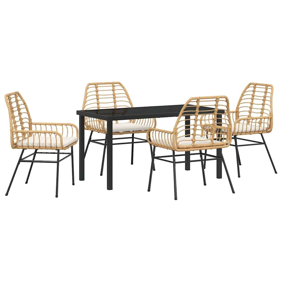 Ensemble de salle à manger pour jardin 5 pcs Marron polyrotin - 2