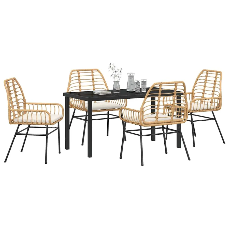 Ensemble de salle à manger pour jardin 5 pcs Marron polyrotin - 3