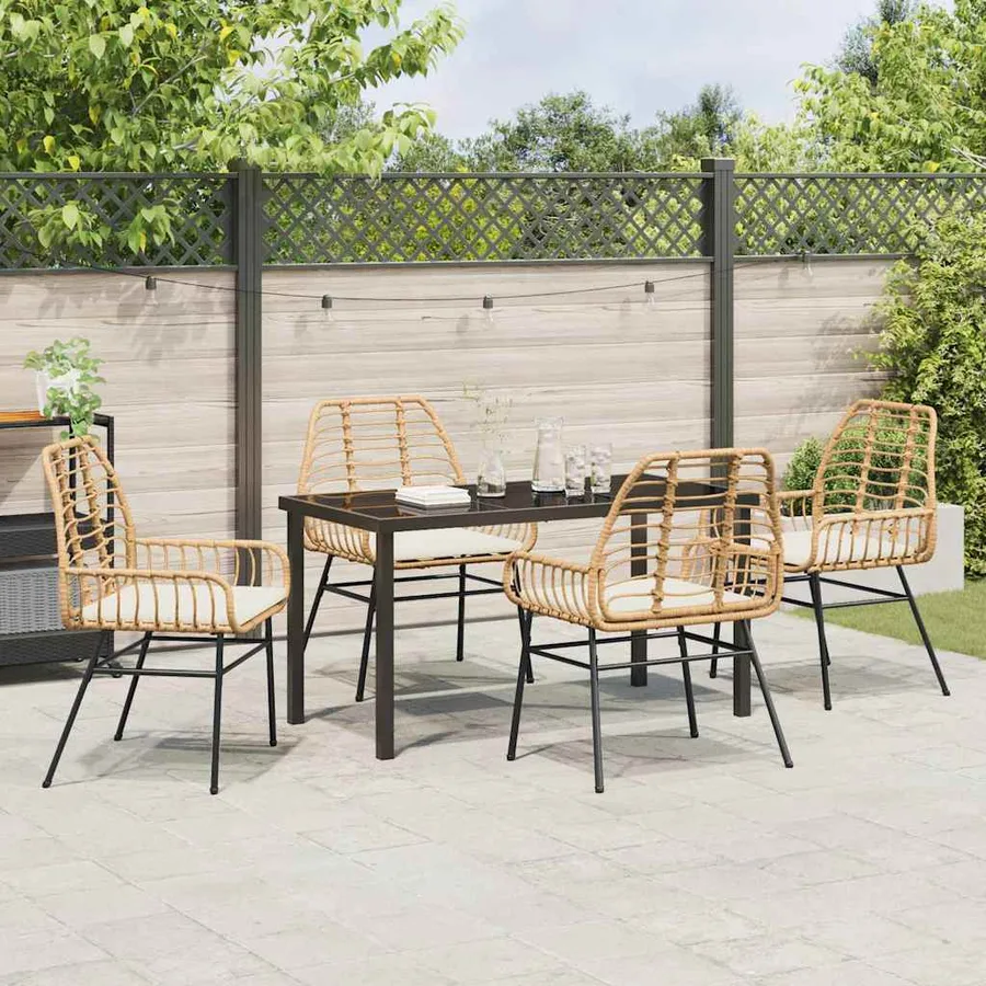 Ensemble de salle à manger pour jardin 5 pcs Marron polyrotin - 4