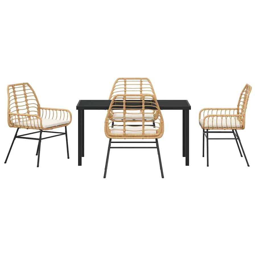 Ensemble de salle à manger pour jardin 5 pcs Marron polyrotin - 7