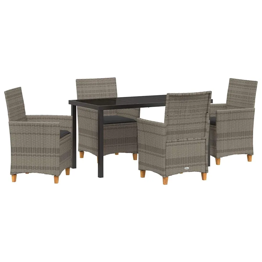 Ensemble de salle à manger pour jardin 5 pcs Gris polyrotin - 2
