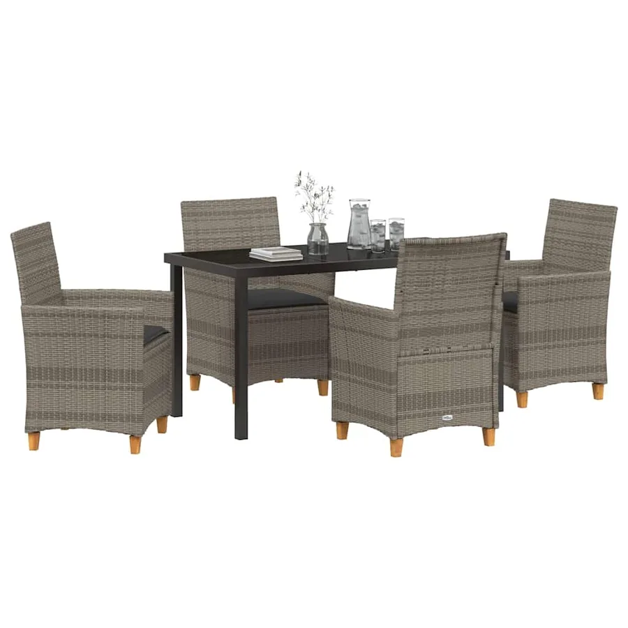 Ensemble de salle à manger pour jardin 5 pcs Gris polyrotin - 3