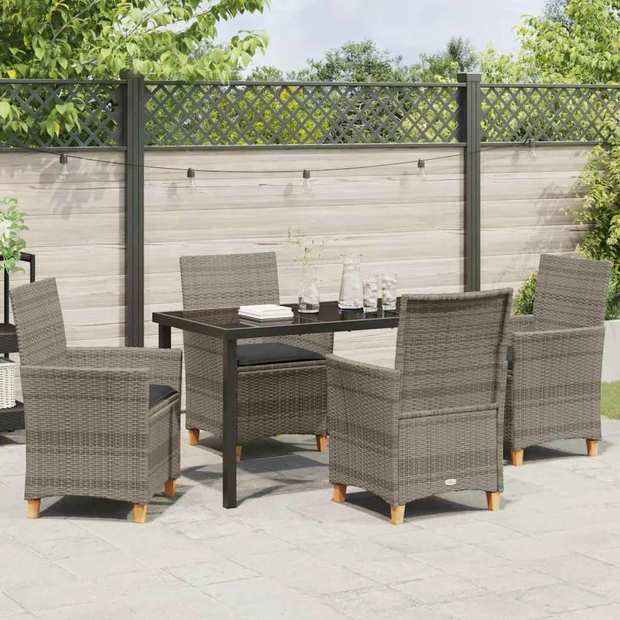 Ensemble de salle à manger pour jardin 5 pcs Gris polyrotin - 4