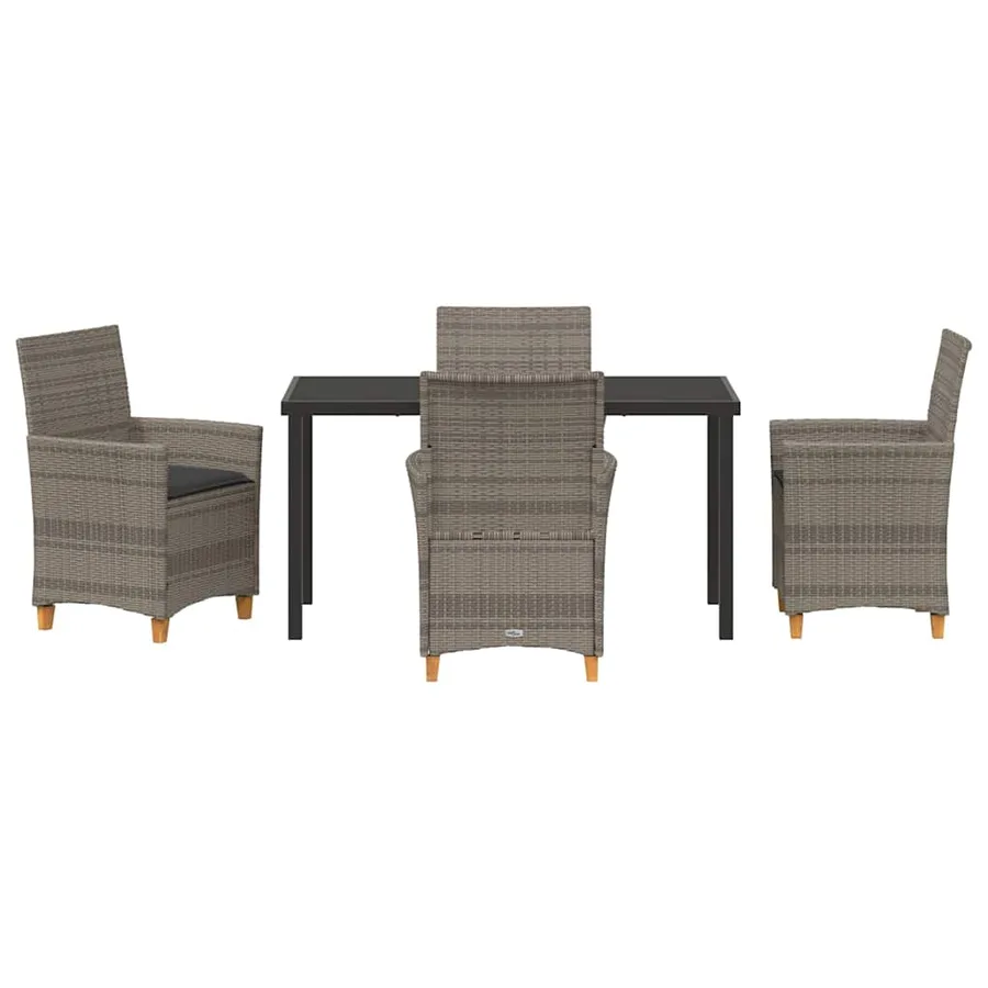 Ensemble de salle à manger pour jardin 5 pcs Gris polyrotin - 7