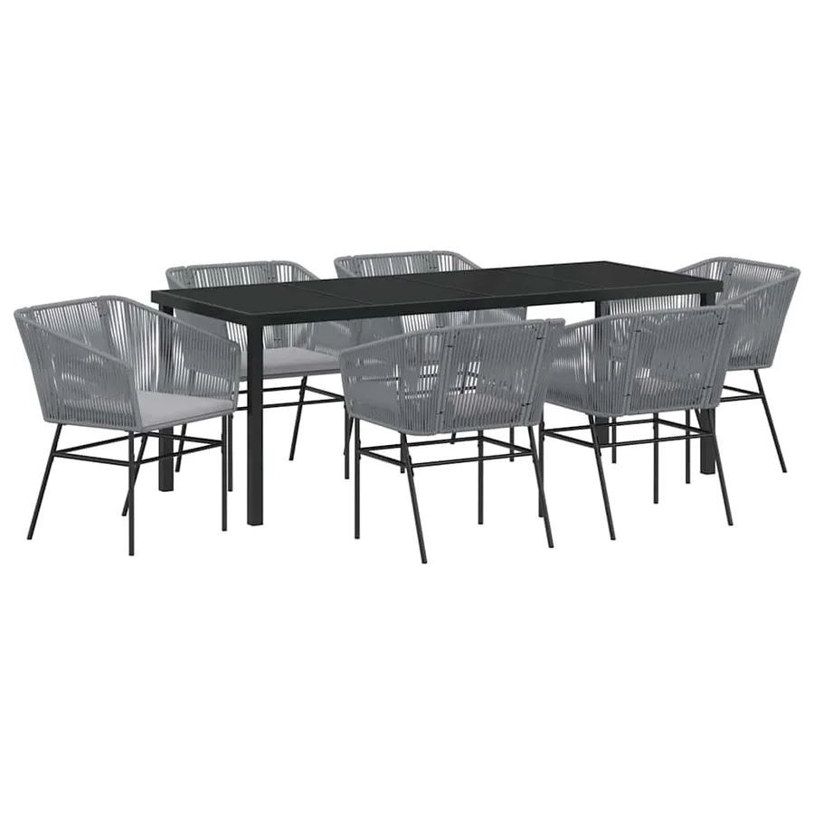 Ensemble de salle à manger pour jardin avec coussin 7 pcs Gris - 2