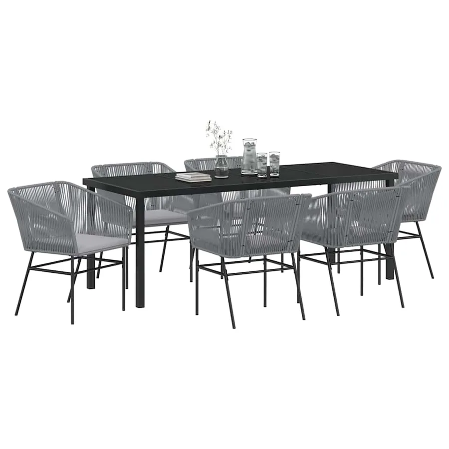 Ensemble de salle à manger pour jardin avec coussin 7 pcs Gris - 3