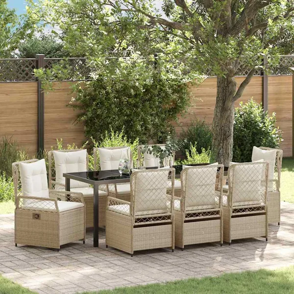 Ensemble de salle à manger pour jardin 9 pcs