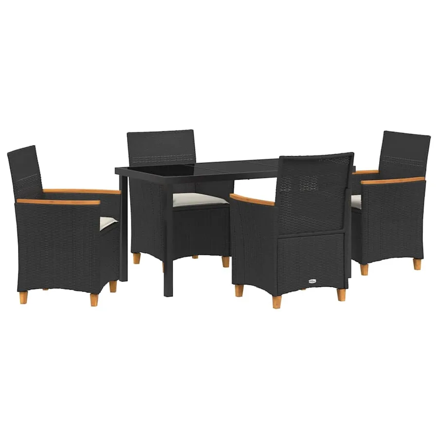 Ensemble de salle à manger pour jardin 5 pcs Noir polyrotin - 2