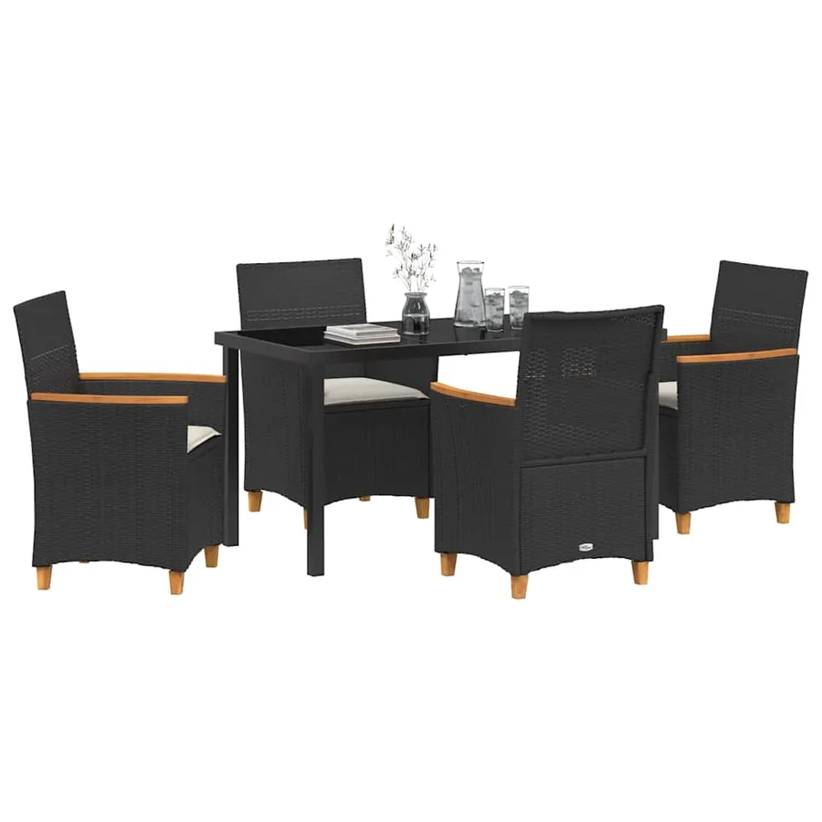 Ensemble de salle à manger pour jardin 5 pcs Noir polyrotin - 3