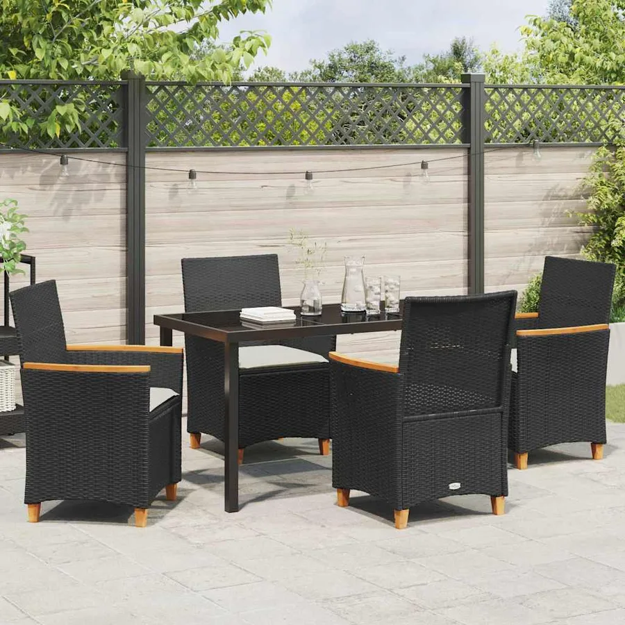 Ensemble de salle à manger pour jardin 5 pcs Noir polyrotin - 4