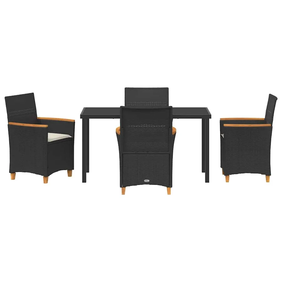 Ensemble de salle à manger pour jardin 5 pcs Noir polyrotin - 7