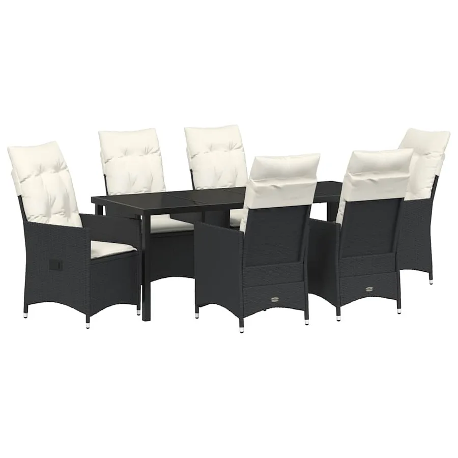 Ensemble de salle à manger pour jardin 7 pcs Noir polyrotin - 2