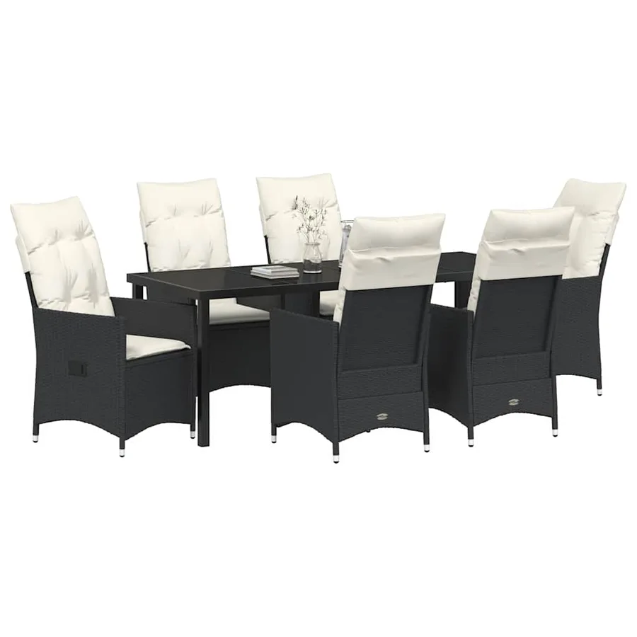 Ensemble de salle à manger pour jardin 7 pcs Noir polyrotin - 3