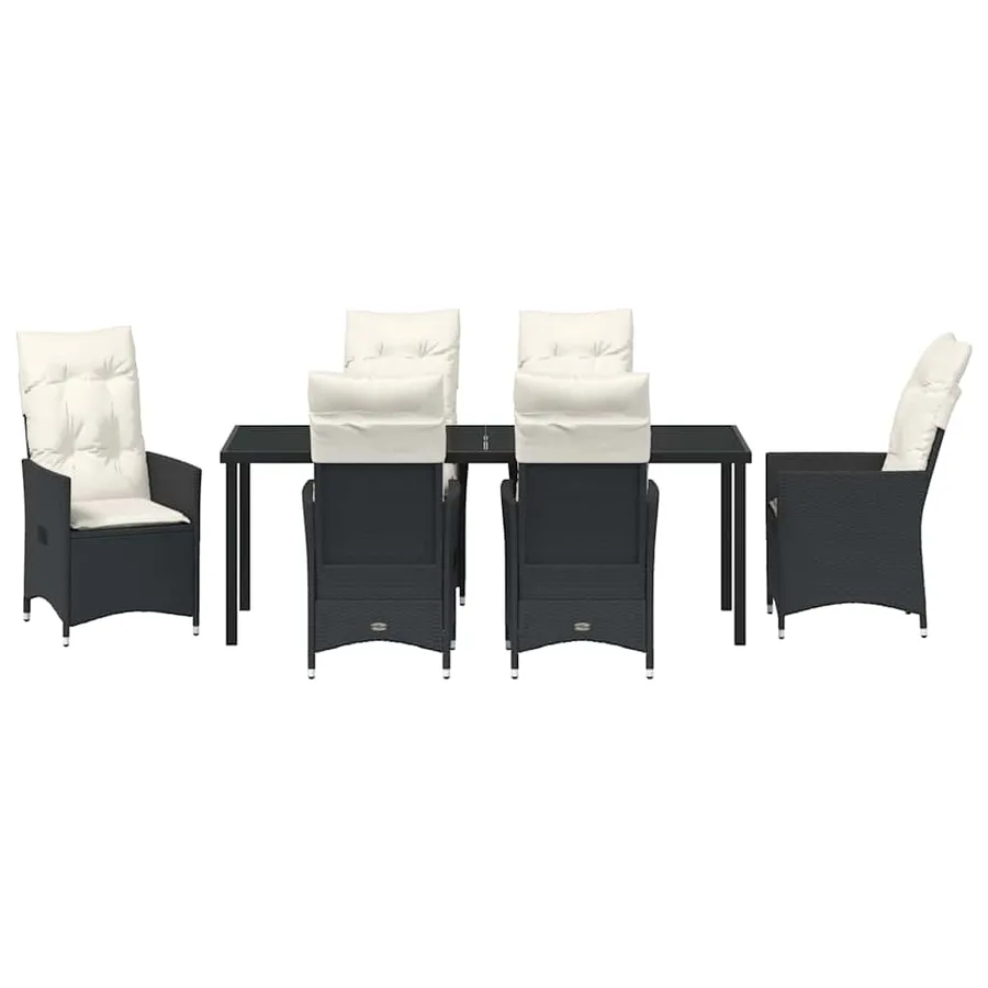 Ensemble de salle à manger pour jardin 7 pcs Noir polyrotin - 7