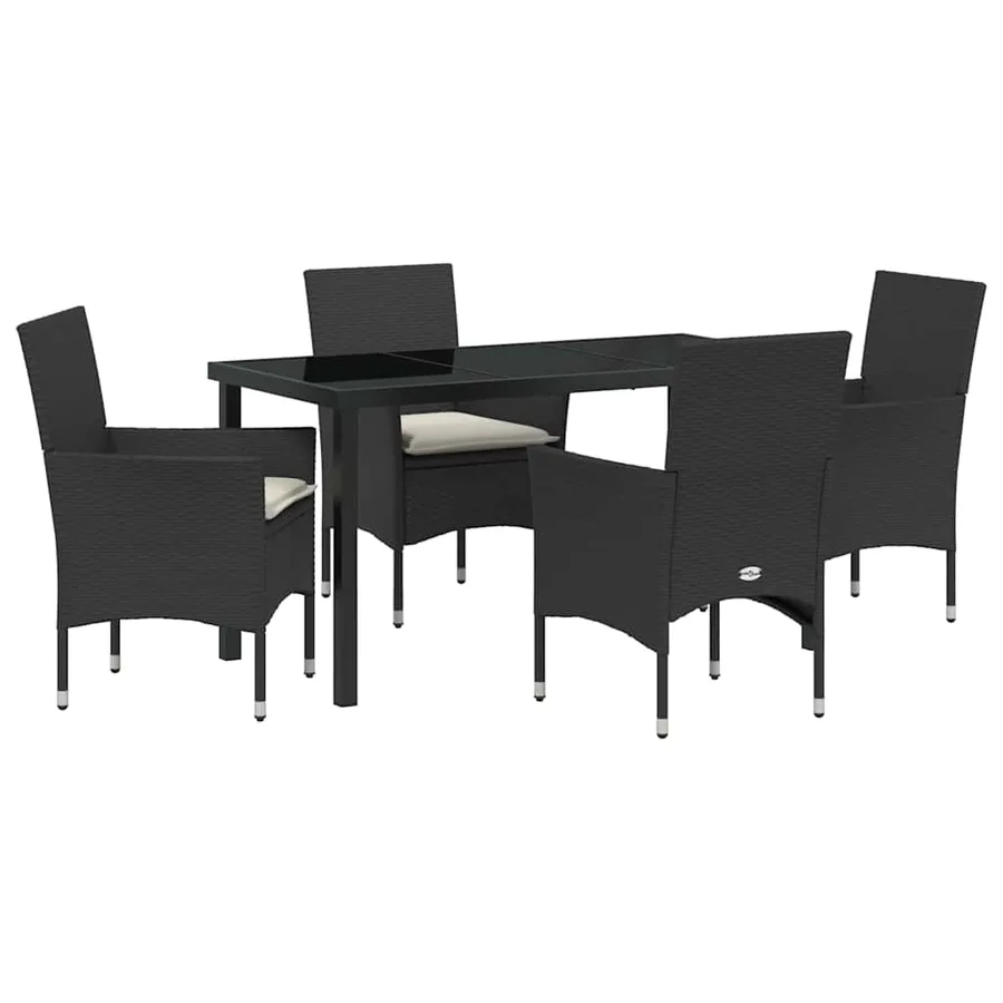 Ensemble de salle à manger pour jardin 5 pcs Noir polyrotin - 2