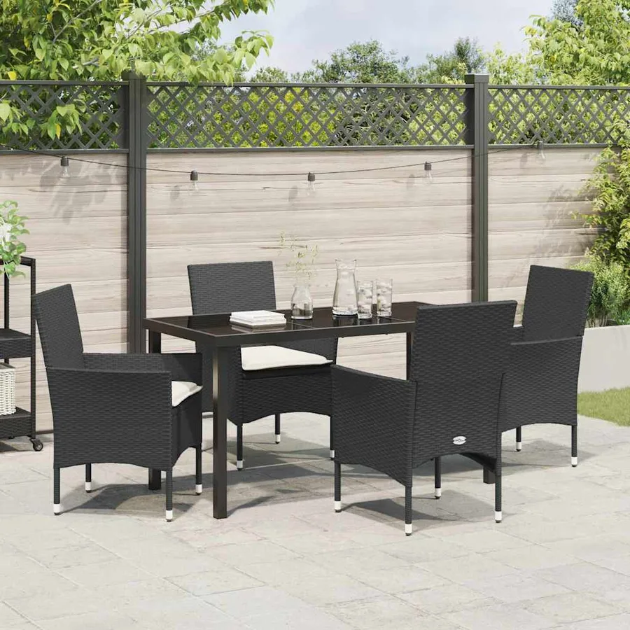 Ensemble de salle à manger pour jardin 5 pcs Noir polyrotin - 4