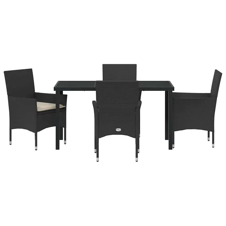 Ensemble de salle à manger pour jardin 5 pcs Noir polyrotin - 7