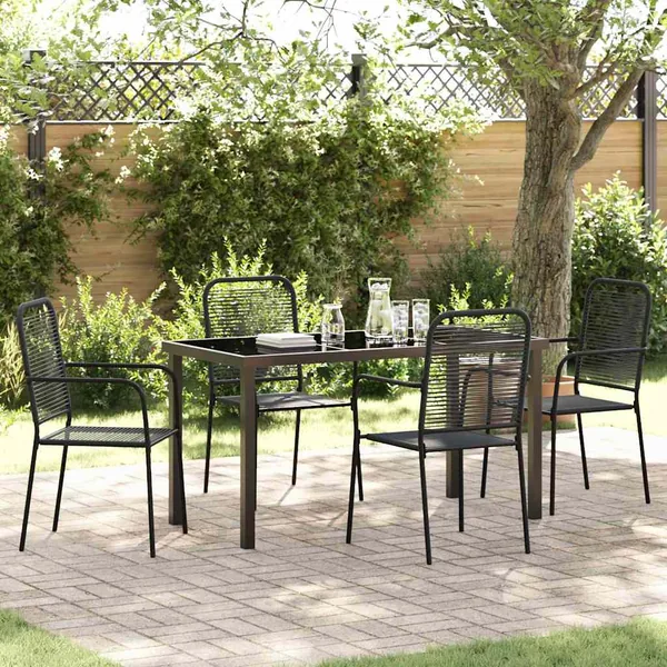 Ensemble de salle à manger pour jardin 5 pcs Noir