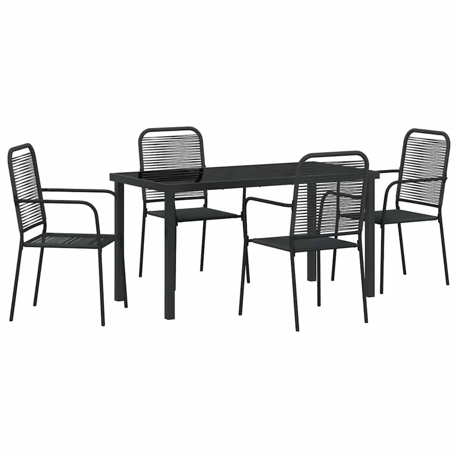 Ensemble de salle à manger pour jardin 5 pcs Noir - 2