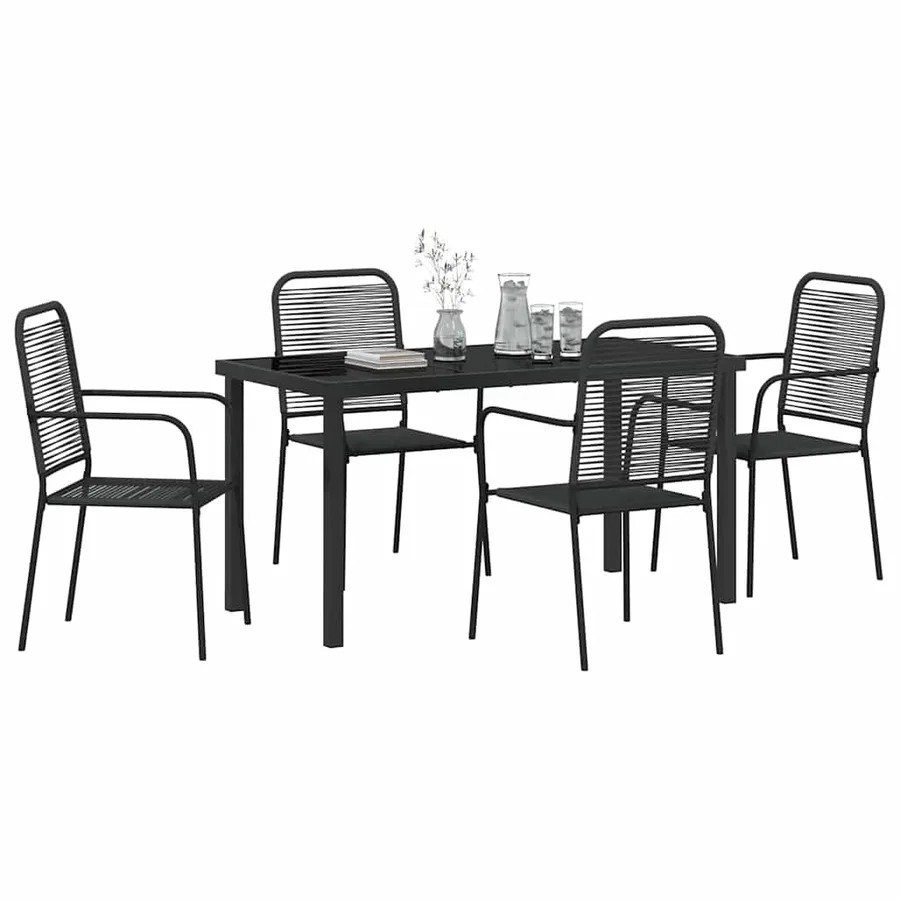 Ensemble de salle à manger pour jardin 5 pcs Noir - 3