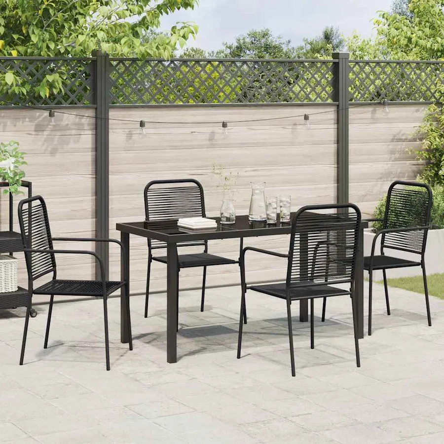 Ensemble de salle à manger pour jardin 5 pcs Noir - 4