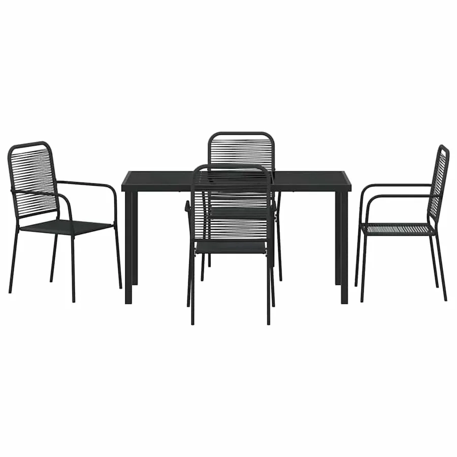 Ensemble de salle à manger pour jardin 5 pcs Noir - 7