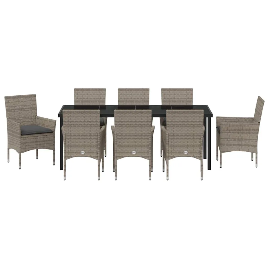 Ensemble de salle à manger pour jardin 9 pcs Gris polyrotin - 7