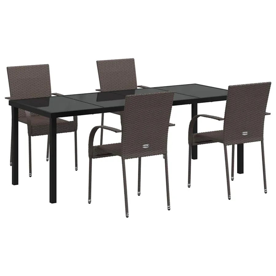 Ensemble de salle à manger pour jardin 5 pcs Marron - 2