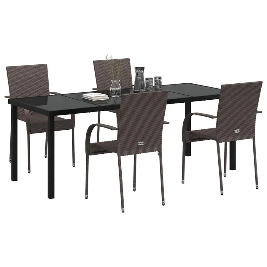 Ensemble de salle à manger pour jardin 5 pcs Marron - 3