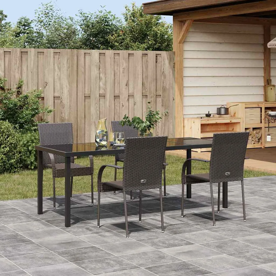 Ensemble de salle à manger pour jardin 5 pcs Marron - 4
