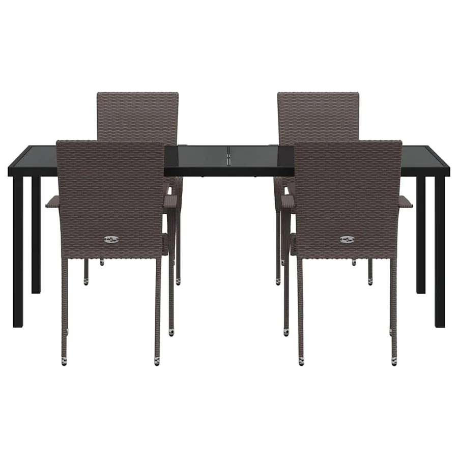Ensemble de salle à manger pour jardin 5 pcs Marron - 7