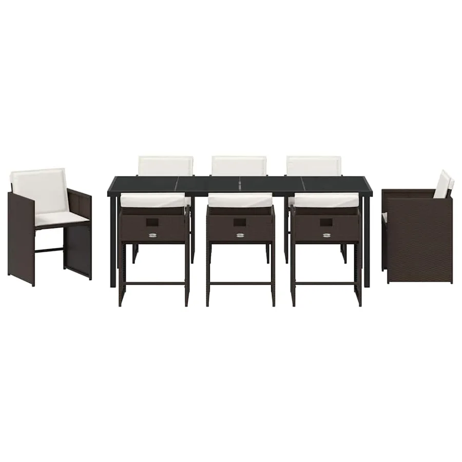 Ensemble de salle à manger pour jardin 9 pcs Marron polyrotin - 7