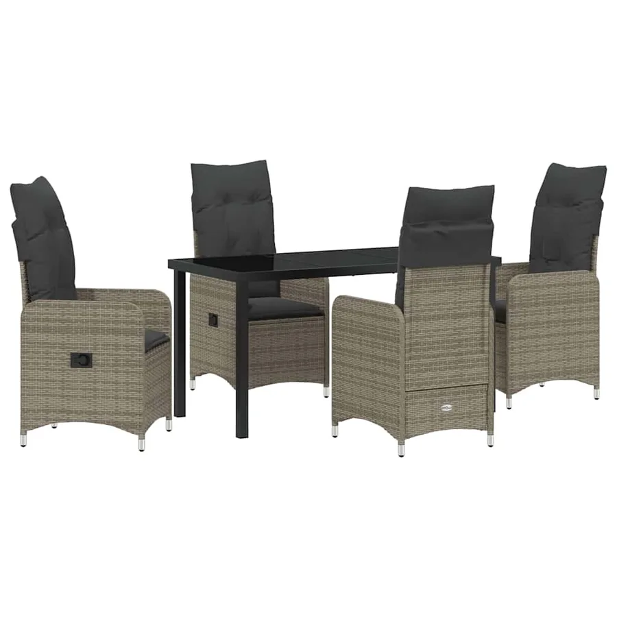Ensemble de salle à manger pour jardin 5 pcs Gris polyrotin - 2