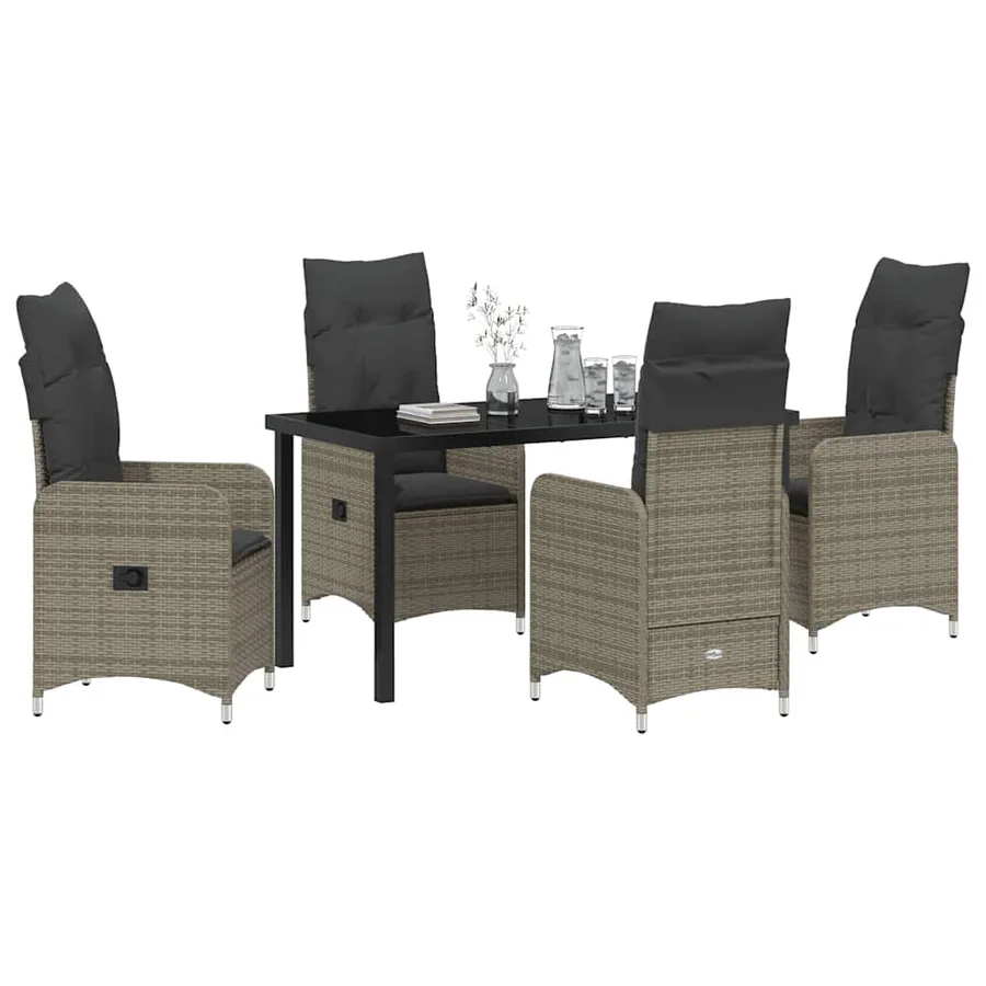 Ensemble de salle à manger pour jardin 5 pcs Gris polyrotin - 3