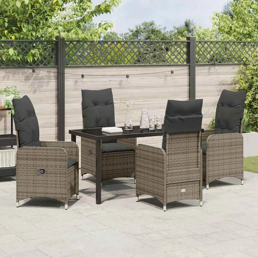 Ensemble de salle à manger pour jardin 5 pcs Gris polyrotin - 4
