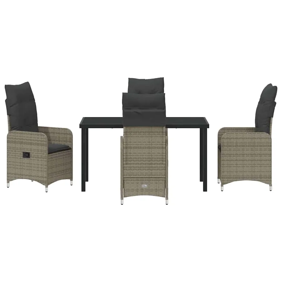 Ensemble de salle à manger pour jardin 5 pcs Gris polyrotin - 7