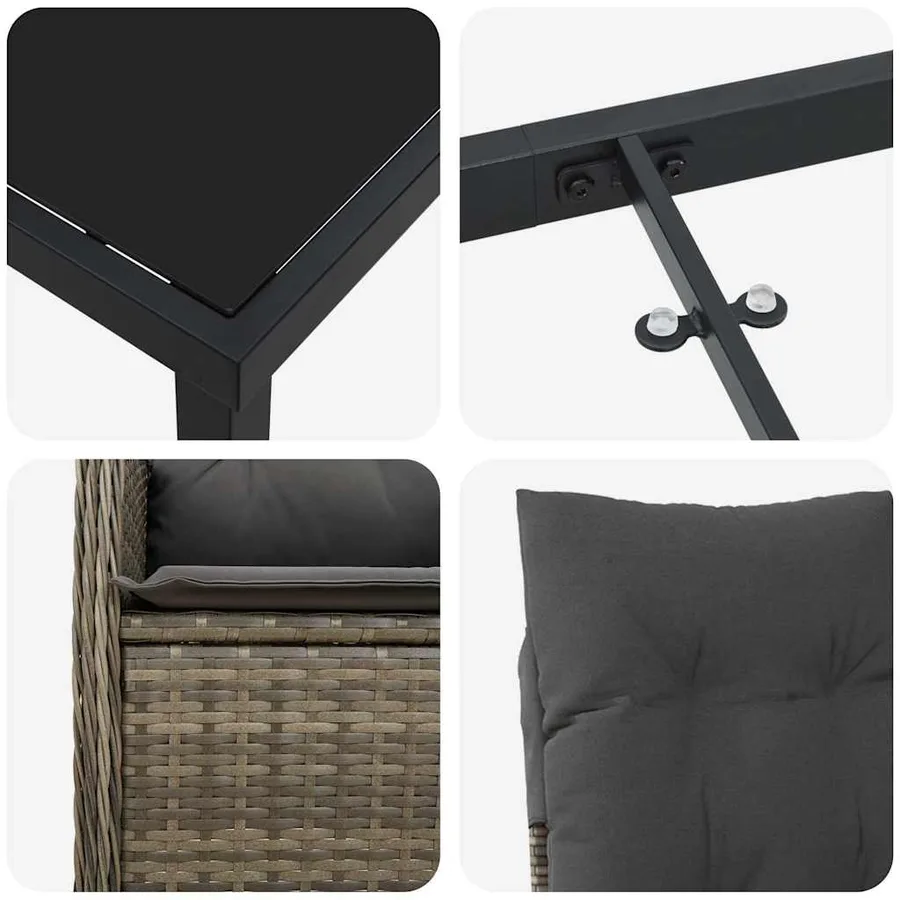 Ensemble de salle à manger pour jardin 5 pcs Gris polyrotin - 9
