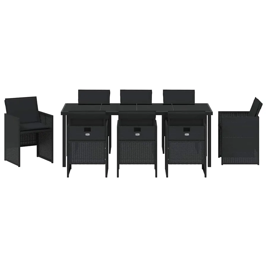 Ensemble de salle à manger pour jardin 9 pcs Noir polyrotin - 7