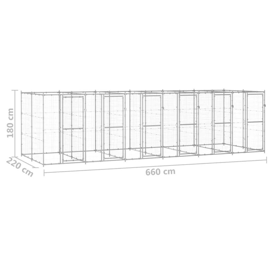 Chenil extérieur Acier galvanisé 14,52 m² - 6