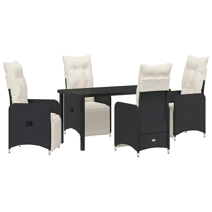 Ensemble de salle à manger pour jardin 5 pcs Noir polyrotin - 2