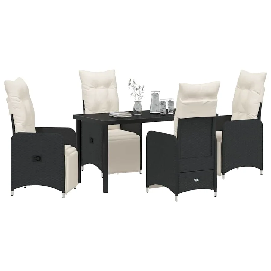 Ensemble de salle à manger pour jardin 5 pcs Noir polyrotin - 3
