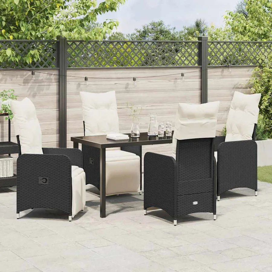 Ensemble de salle à manger pour jardin 5 pcs Noir polyrotin - 4