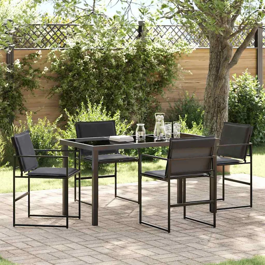 Ensemble de salle à manger pour jardin 5 pcs Noir