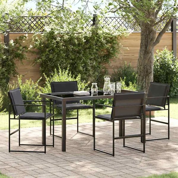 Ensemble de salle à manger pour jardin 5 pcs Noir