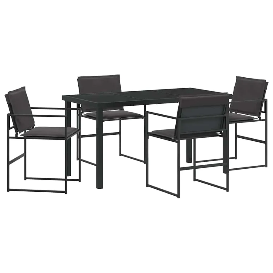 Ensemble de salle à manger pour jardin 5 pcs Noir - 2