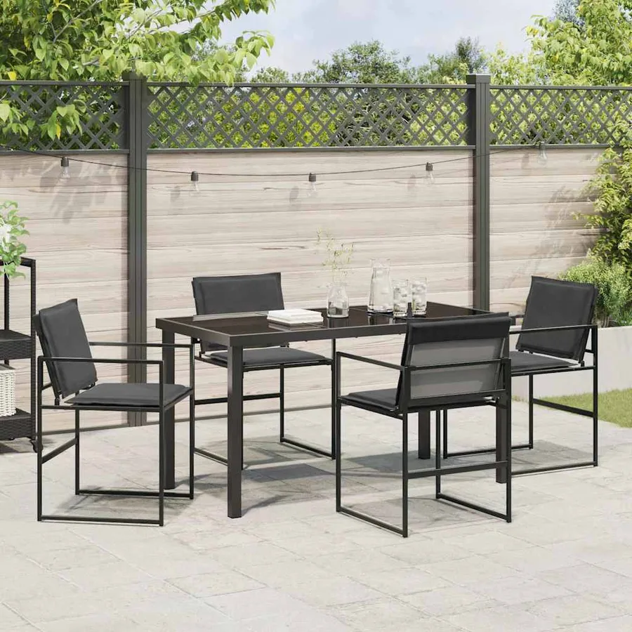 Ensemble de salle à manger pour jardin 5 pcs Noir - 4