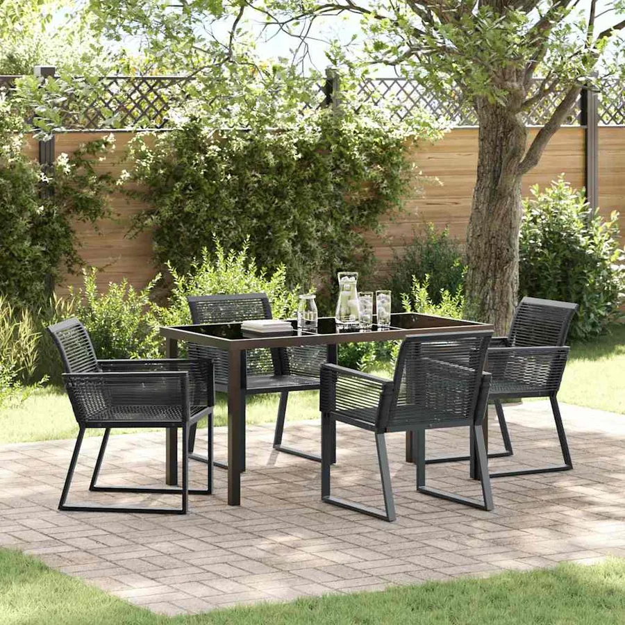 Ensemble de salle à manger pour jardin 5 pcs Noir
