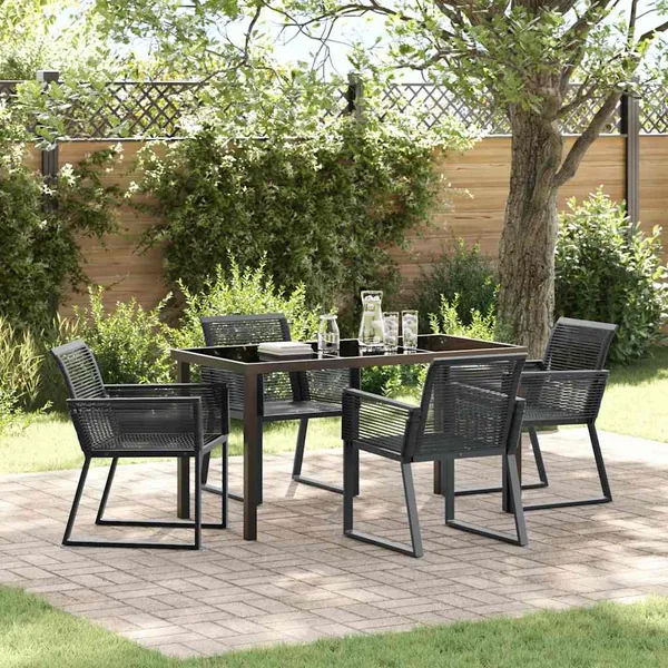 Ensemble de salle à manger pour jardin 5 pcs Noir